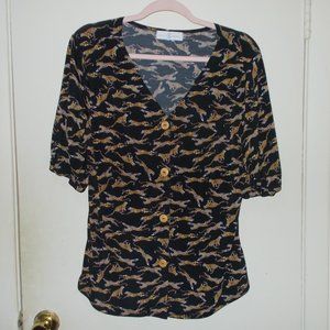 Belah & Codey Leopard Blouse Black/Leopards Size See Measurements